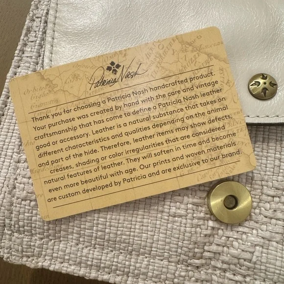 Patricia Nash Woven Crossbody Bag Cream Neutral Leather Trim NWOT Coastal Chic - Picture 7 of 9